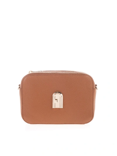 Shop Furla Logo Handbag In Brown