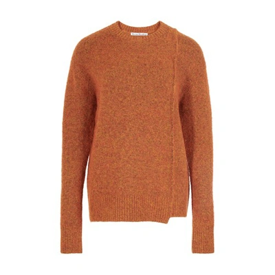 Shop Acne Studios Asymmetric-hem Sweater In Pumpkin Orange