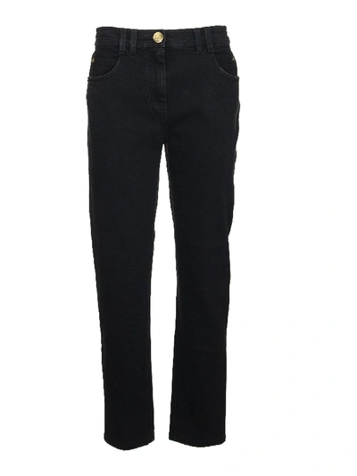 Shop Balmain High-waist Slim-leg Jeans In Black
