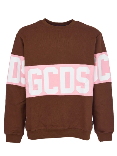 Shop Gcds Brown Sweatshirt With Logo