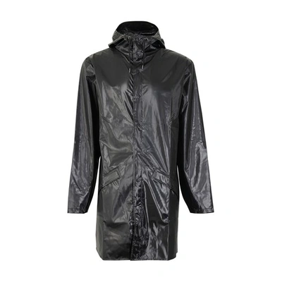 Shop Rains Long Jacket In Shiny Black