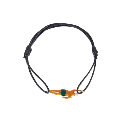 Shop Aliita Nadador Navy Cord Bracelet In Green