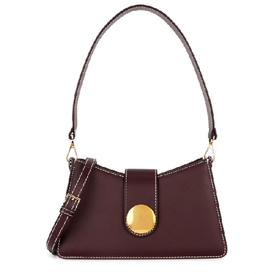 Shop Elleme Baguette Plum Leather Cross-body Bag In Bordeaux