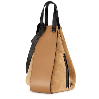 Shop Loewe Hammock Camel Leather And Suede Tote In Sand