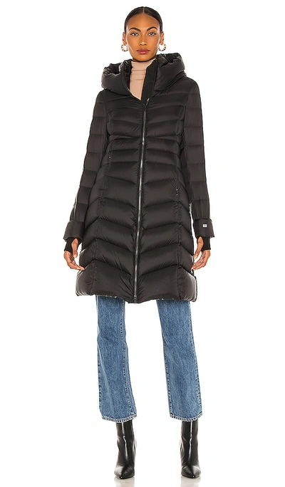 Soia & Kyo Genuine Fox Fur Trim Water Repellent Down Puffer Coat In Black