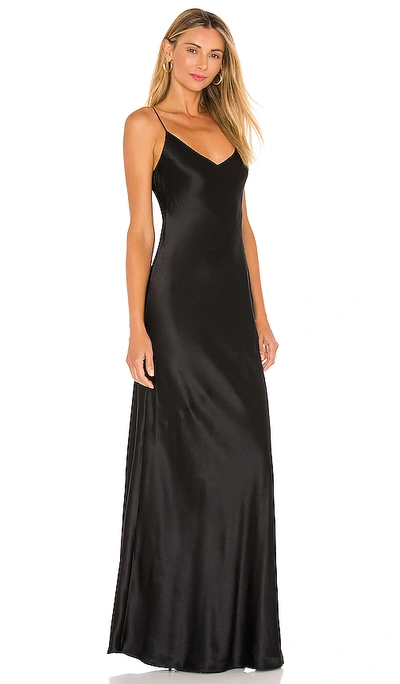 Shop L Agence Serita Maxi V Neck Bias Dress In Black