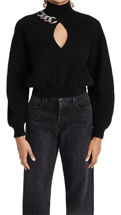 Shop Alexander Wang Turtleneck Pullover With Chain Link Front In Black