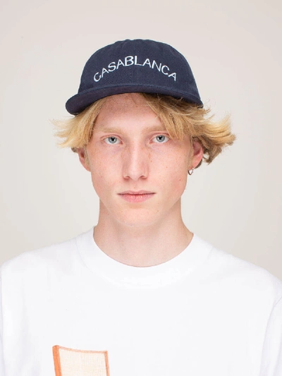 Casablanca Arch Logo Embroidered Baseball Cap In Blue | ModeSens