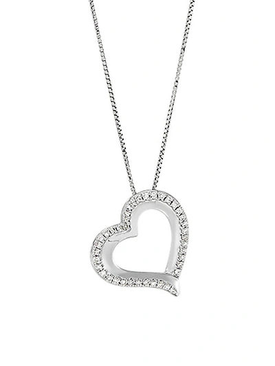 Shop Saks Fifth Avenue 14k White Gold & Diamond Heart Pendant Necklace