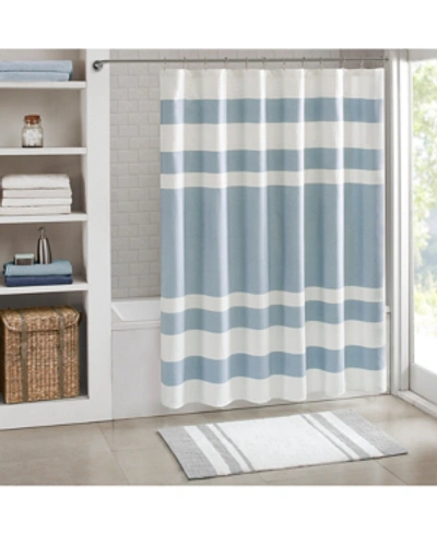 Madison Park Spa Waffle 3m-scotchgard Shower Curtain, 72" X 72" In Blue
