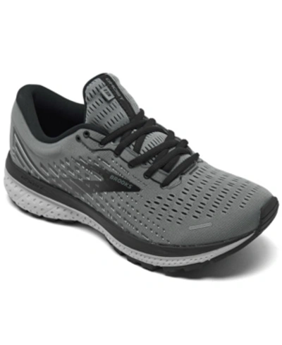 Shop Brooks Men's Ghost 13 Running Sneakers From Finish Line In Primer Gray, Peacoat