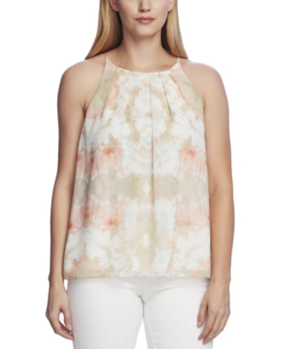Shop Vince Camuto Women's Pleat Front Tie Dye Cami Blouse In Soft Willow