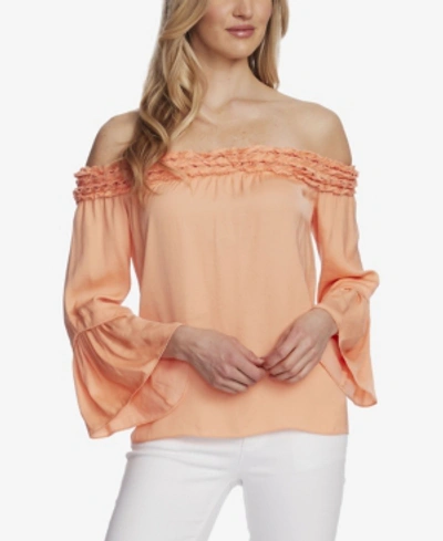 Shop Vince Camuto Women's Bell Sleeve Off Shoulder Blouse In Orange Blossom