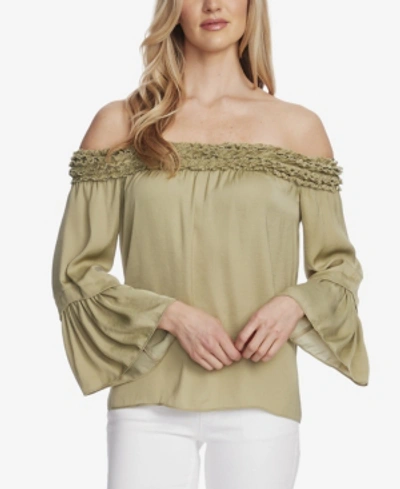 Shop Vince Camuto Women's Bell Sleeve Off Shoulder Blouse In Soft Willow