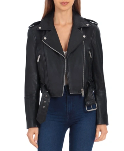 Shop Avec Les Filles Leather Moto Jacket In Black