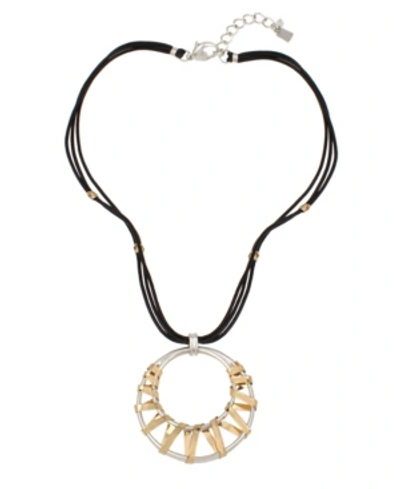 Shop Robert Lee Morris Soho Geometric Wrapped Pendant Necklace In Shiny Gold