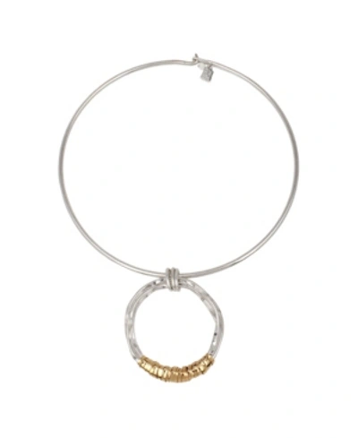 Shop Robert Lee Morris Soho Circle Wrapped Pendant Collar Necklace In Shiny Gold