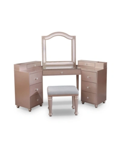Shop Furniture Of America Urman Gold 3-piece Vanity Set In Pink