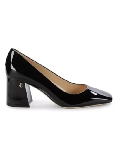 Shop Jimmy Choo Dianne Square-toe Patent Leather Pumps In Black