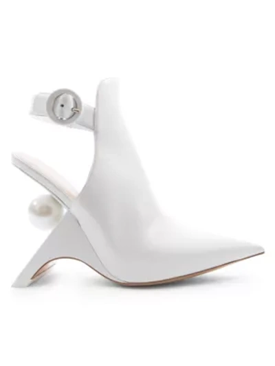 Shop Nicholas Kirkwood Jazzelle Faux Pearl Leather Slingback Booties In White