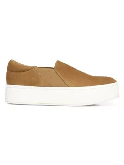 Shop Vince Warren Slip-on Platform Suede Sneakers In Tan