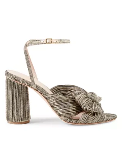 Shop Loeffler Randall Camellia Knotted Metallic Sandals In Gold