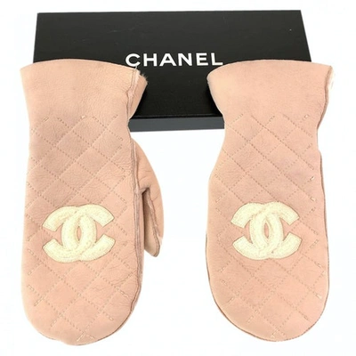 Pre-owned Chanel Pink Leather Gloves