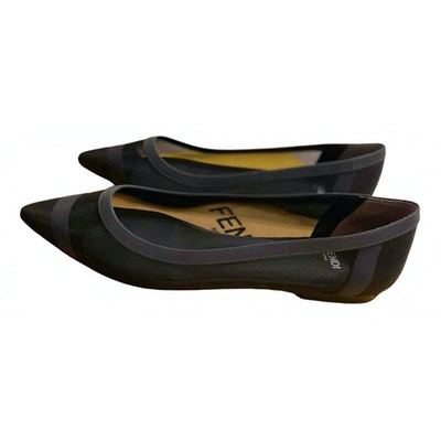 Pre-owned Fendi Black Cloth Ballet Flats