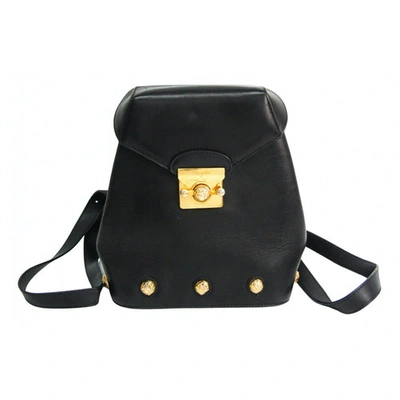 Pre-owned Ferragamo Black Leather Backpack