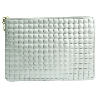 Pre-owned Celine Leather Clutch Bag In Silver