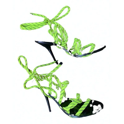 Pre-owned Balenciaga Lace Cloth Sandal In Green