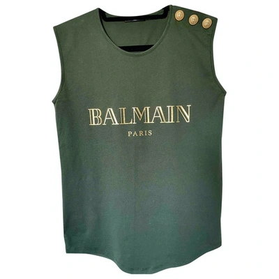 Pre-owned Balmain Green Cotton  Top