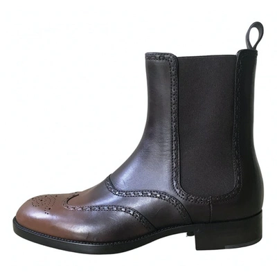 Pre-owned Bottega Veneta Brown Leather Ankle Boots