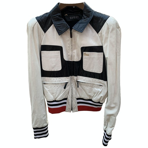 gucci white leather jacket