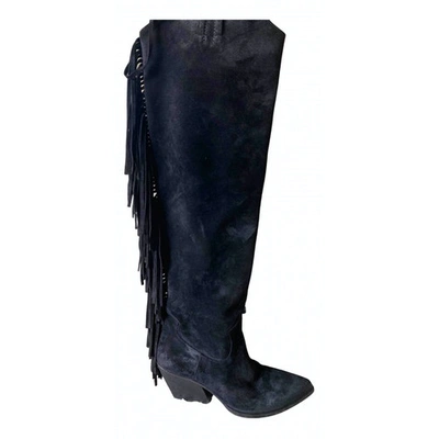 Pre-owned Elena Iachi Black Suede Boots