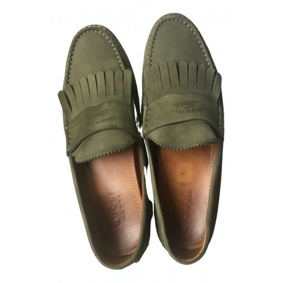 Pre-owned Gucci Flats In Khaki