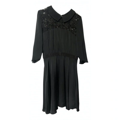 Pre-owned Milly Silk Mid-length Dress In Black
