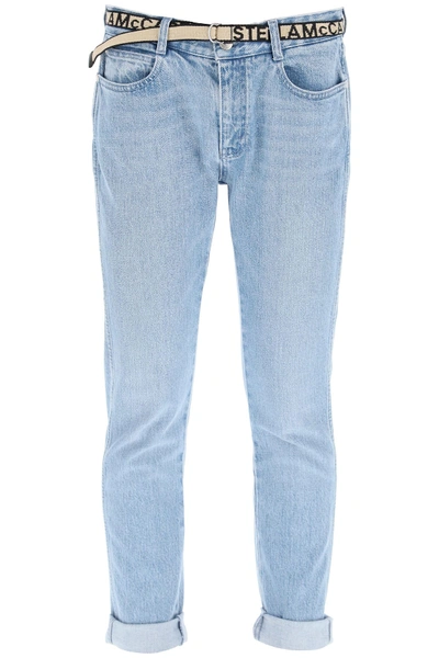 Shop Stella Mccartney Belted Skinny Jeans In Light Blue (blue)