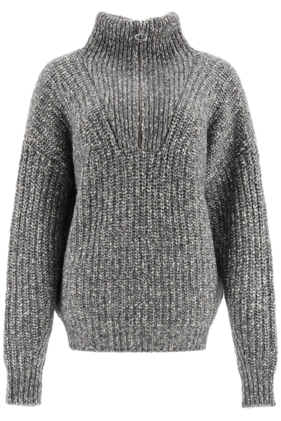 Shop Isabel Marant Étoile Myclan Sweater With Zip In Antracite (grey)