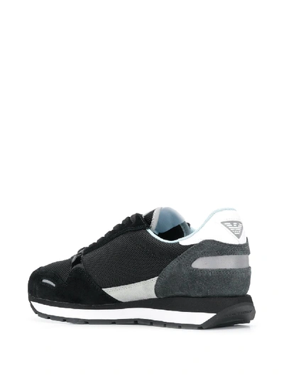 Shop Emporio Armani Leather Sneakers In Grey
