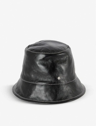 Shop Maison Michel Souna Faux-leather Bucket Hat In Shiny+leather+black