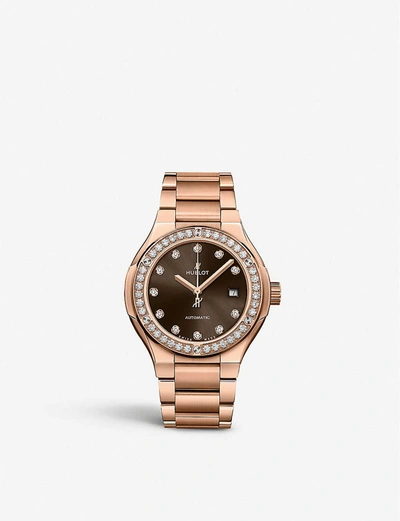 Shop Hublot 585.ox.898m.ox.1204 Classic Fusion 18ct Rose-gold And Diamond Watch In Rose Gold