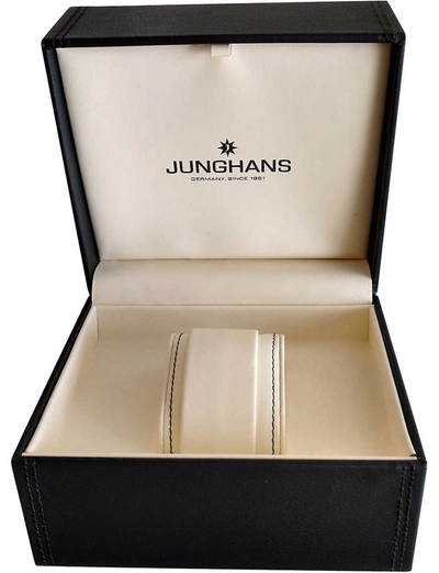 Shop Junghans Mens Black 027/3702.00 Max Bill Stainless Steel And Leather Watch