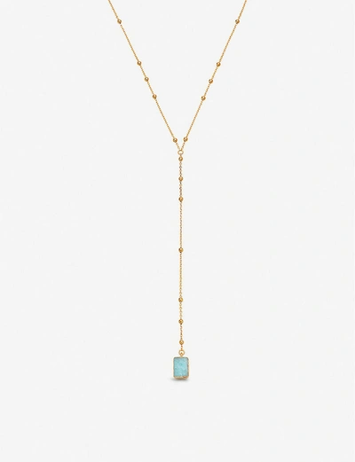 Shop Missoma Lena 18ct Yellow Gold-vermeil And Amazonite Lariat Necklace