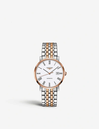 Shop Longines Women's L4.910.5.11.7 Elegant Rose Gold And Stainless Steel Watch