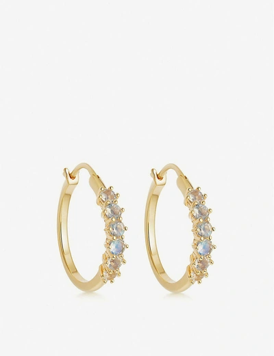 Shop Astley Clarke Linia 18ct Gold-plated Silver And Moonstone Hoop Earrings