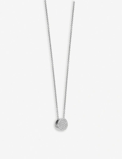 Shop Monica Vinader Fiji Button Sterling Silver And Pavé Diamond Necklace