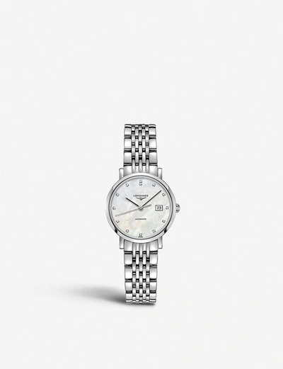 Shop Longines Womens Silver (silver) L4.309.4.87.6 Elegant Diamond, Mother-of-pearl And Stainless Steel W