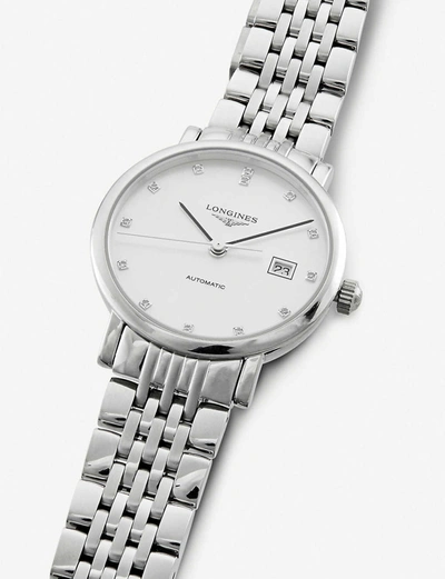 Shop Longines Womens Silver (silver) L4.309.4.87.6 Elegant Diamond, Mother-of-pearl And Stainless Steel W