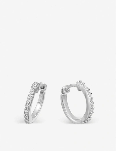 Missoma Sterling Silver And Crystal Pave Hoop Earrings In Silver